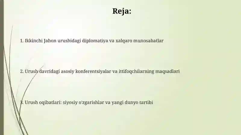 Ikkinchi Jahon urushidagi diplomatiya va xalqaro munosabatlar 2