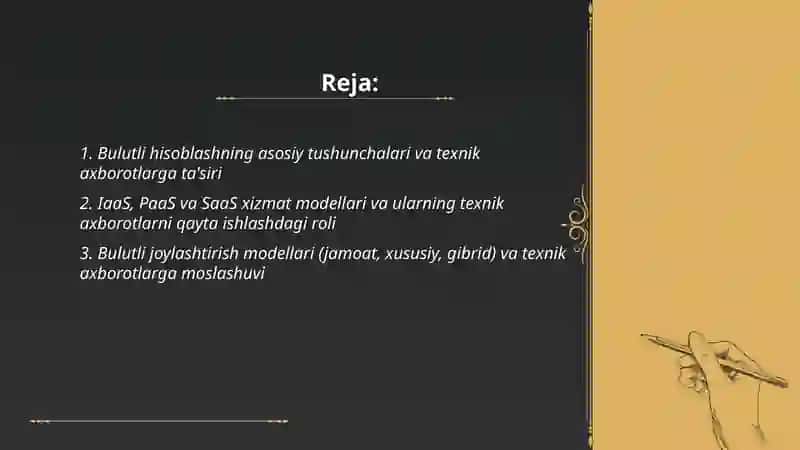 Bulutli hisoblashning asosiy tushunchalari va texnik axborotlarga ta'sir 2