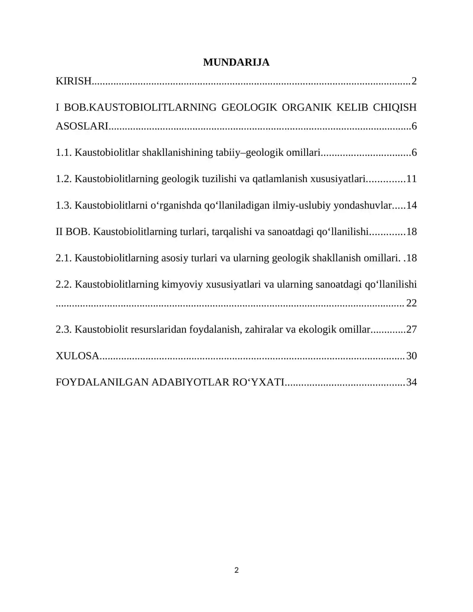 KAUSTOBIOLITLAR TURLARI VA XOSSALARI 2