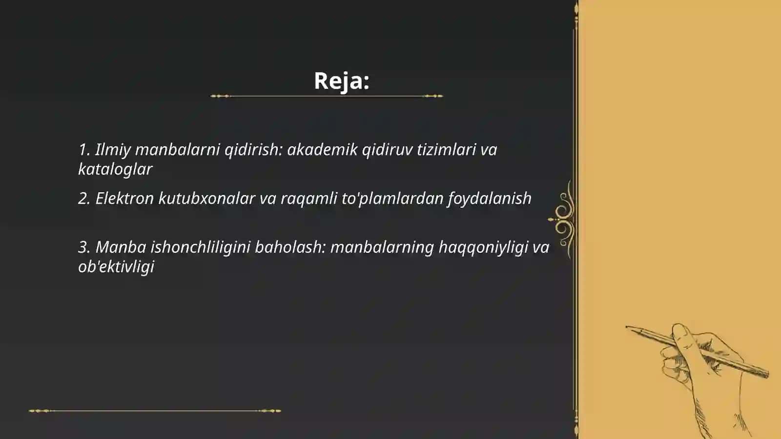 Manbalar va adabiyotlar bilan ishlash.Raqamli malumotlar bilan ishlash 2