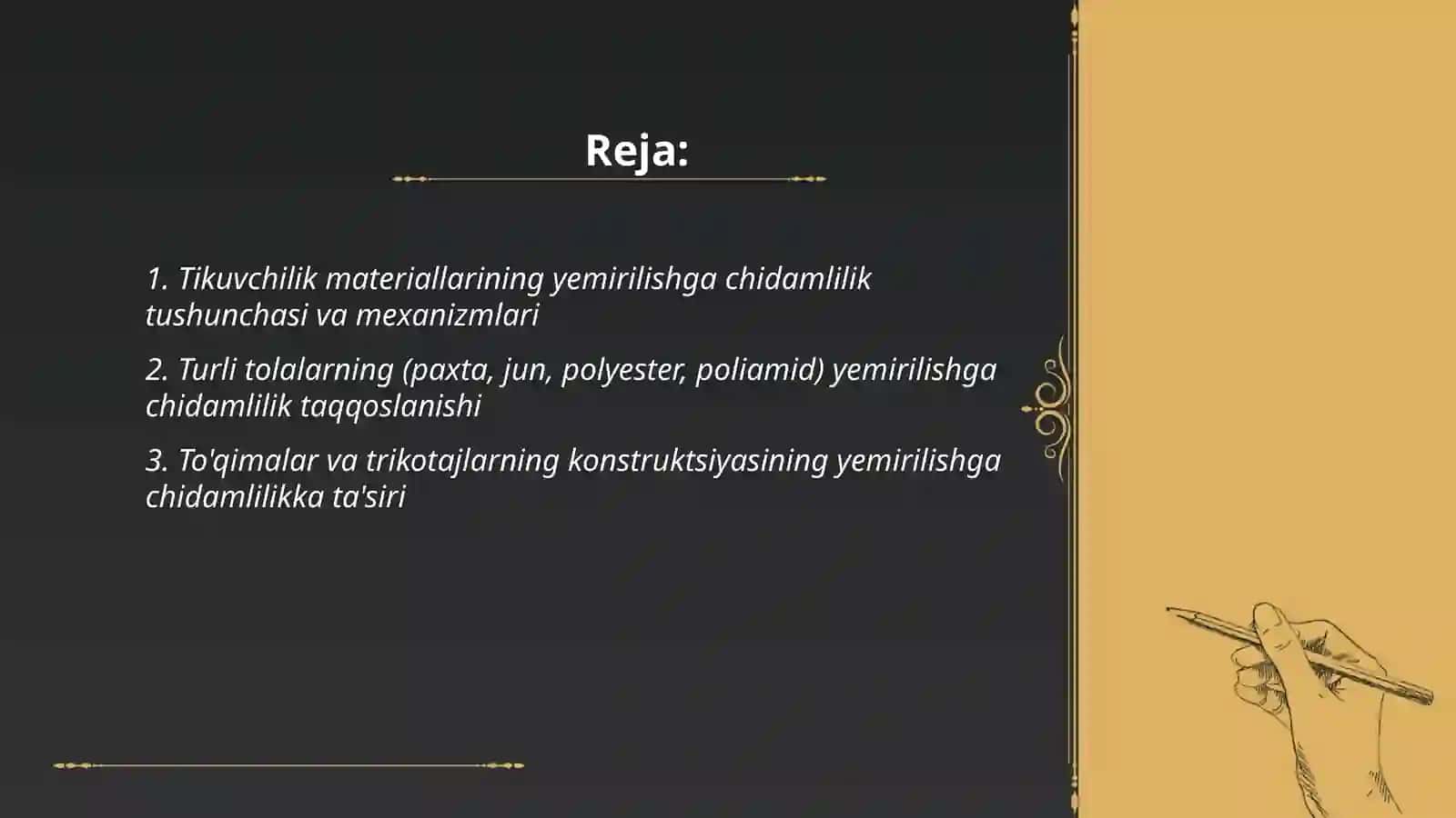Tikuvchilik materiallarining yemirilishga chidamliligini òrganish 2