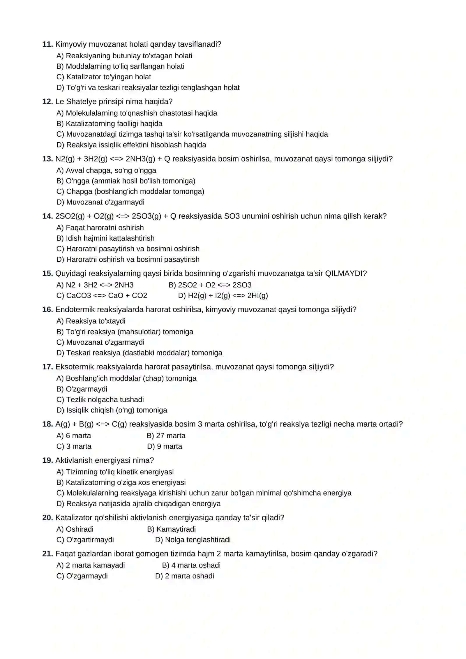 9-SINF KIMYO FANIDAN TESTLAR TO'PLAMI 2