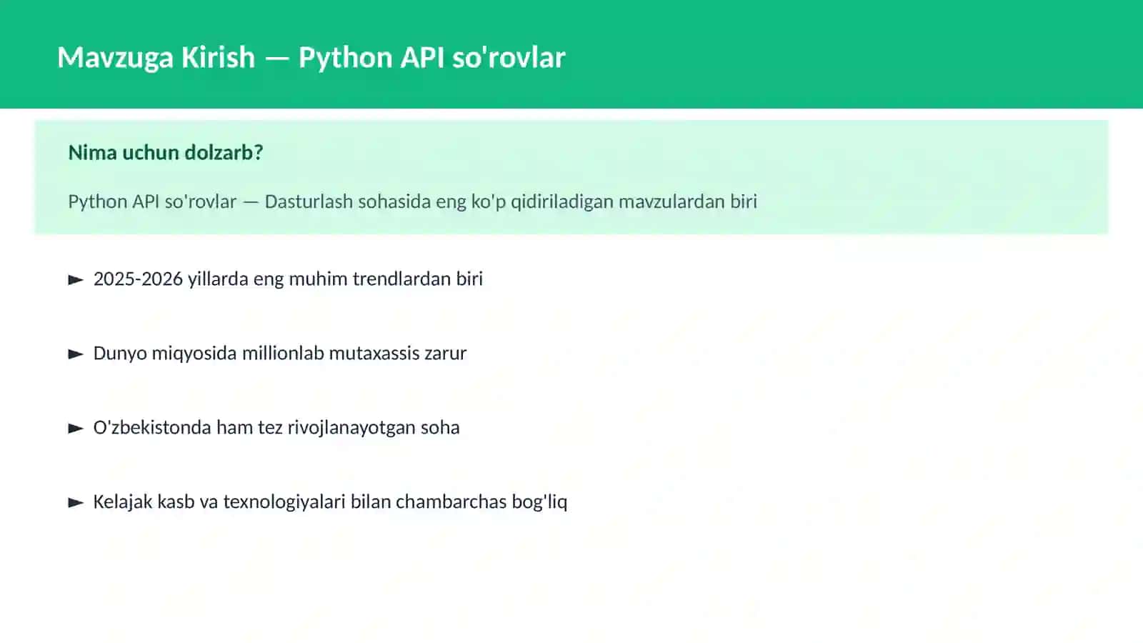 Python API so'rovlar 2