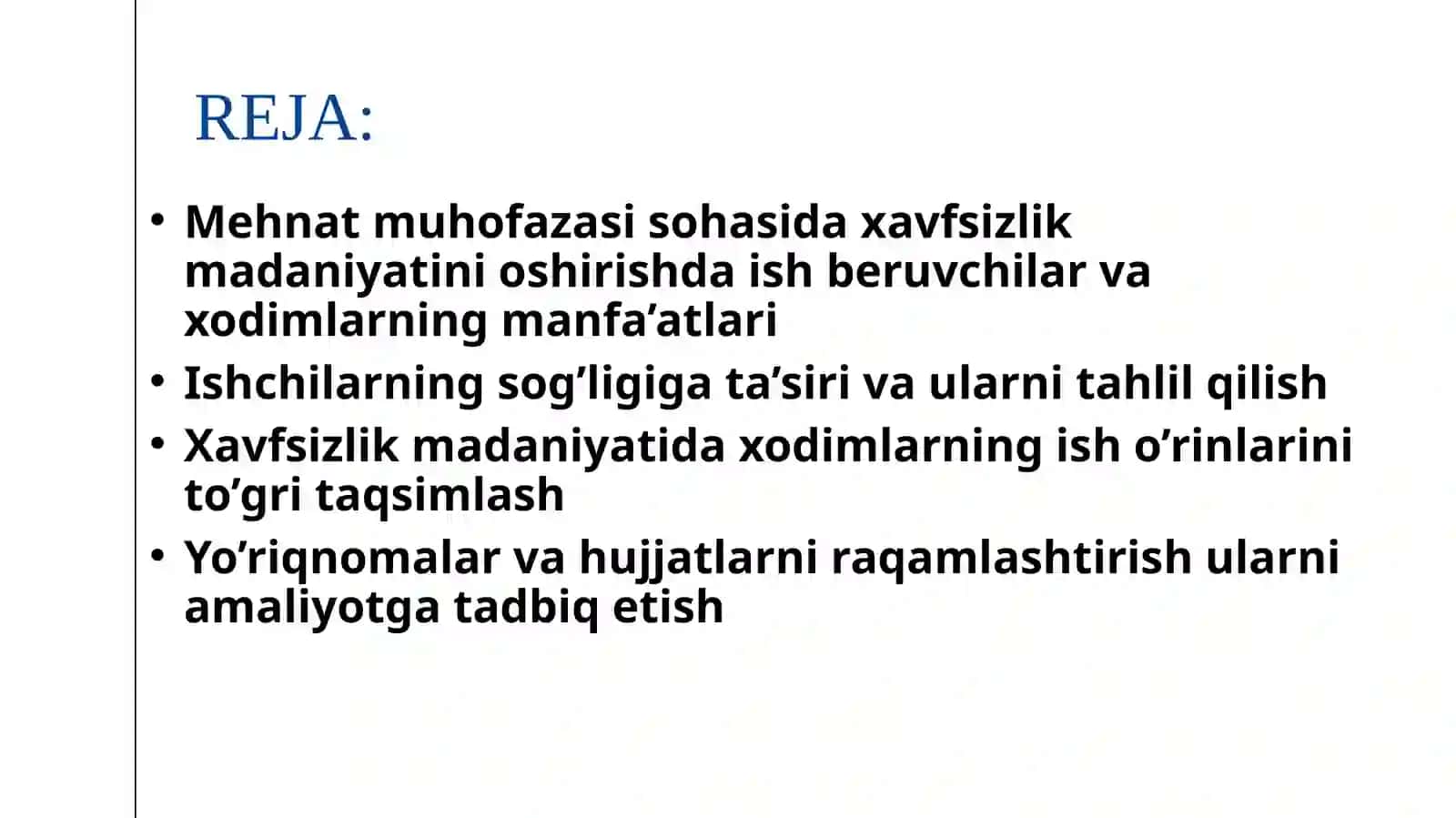 Mehnat muhofazasi xavfsizlik madaniyati tushunchasi 2