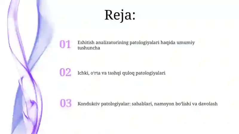 Eshitish analizatori patalogiyalari va konduktiv patalogiyalar 2