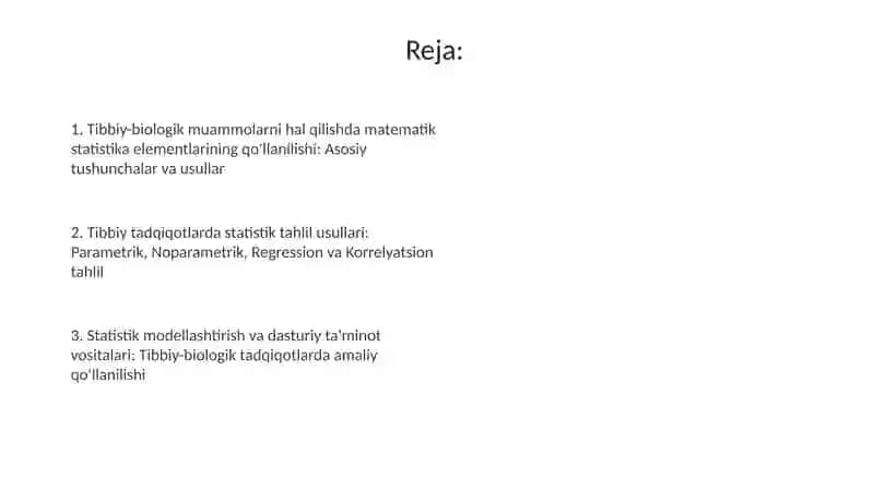 Tibbiy-biologik masalalarni yechishda matematik-statistika elementlaridan foydalanish 2