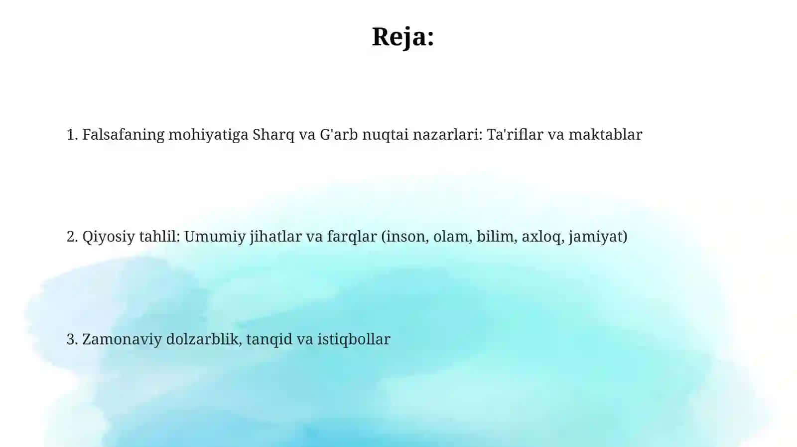 Falsafaning mohiyatiga oid Sharq va Gʻarb mutafakkirlari ta'riflari tasniflash 2