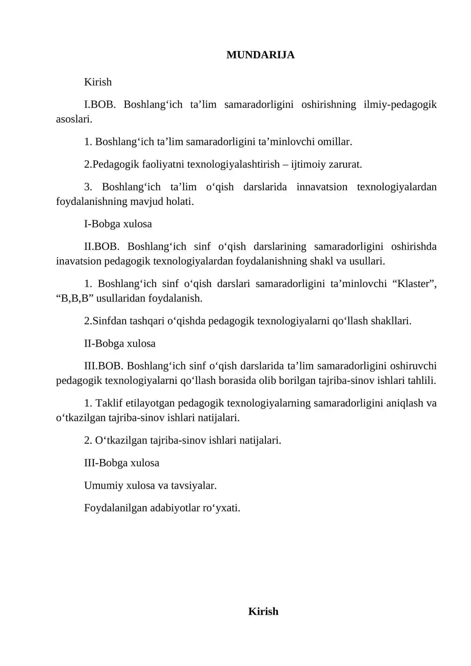 Boshlang'ich sinf o'qish darslarining samaradorligini oshirishda inavatsion pedagogik texnologiyalardan foydalanishning shakl va usullari 2