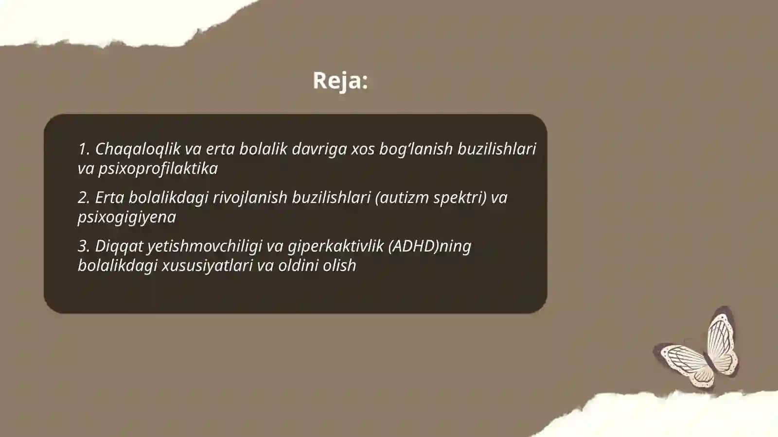 Yosh davrlariga xos psixik kasalliklar, psixoprofilaktika va psixogigiyenasi 2