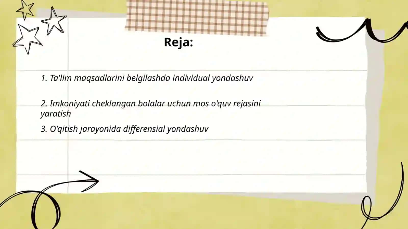 Imkoniyati cheklangan bolalarni óqitishda taʼlim maqsadlarini belgilash óqitishni loyihalash va rejalashtirish 2