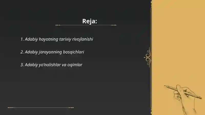 Adabiy hayot va jarayon 2