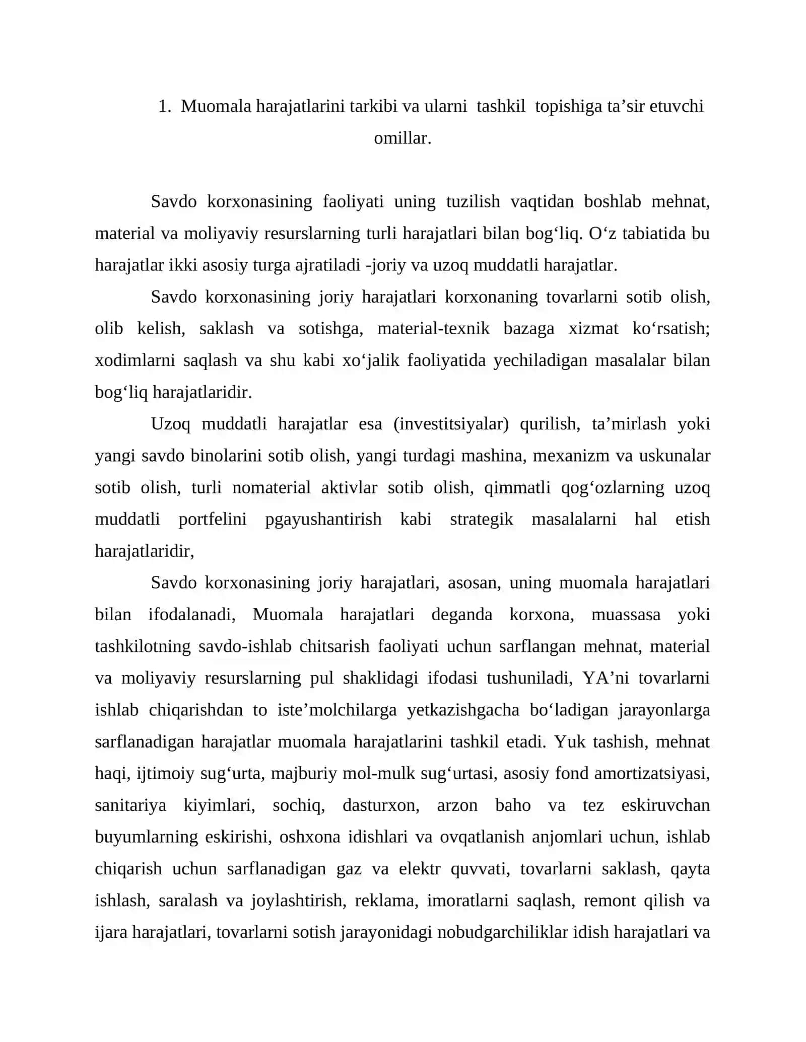 Savdo korxonalari muomala harajatlarini boshqarish 2