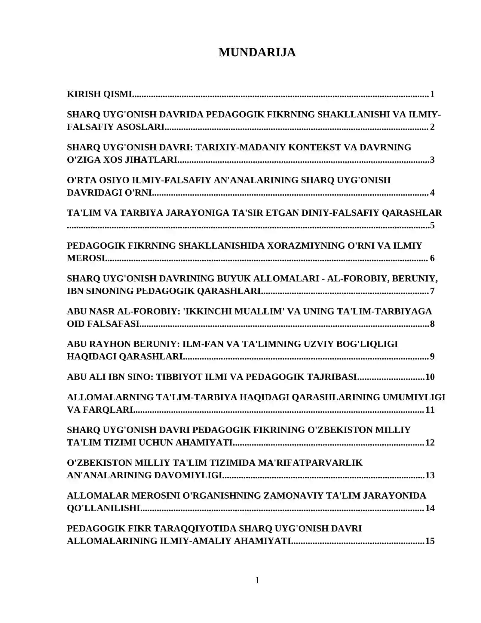 Sharq uygʻonish davrida pedagogik fikr taraqqiyoti (AI-Xorazmiy, al- Forobiy, Abu Rayhon Beruniy, Abu Ali ibn Sinoning ta'lim -tarbiyaga oid qarashlari 2