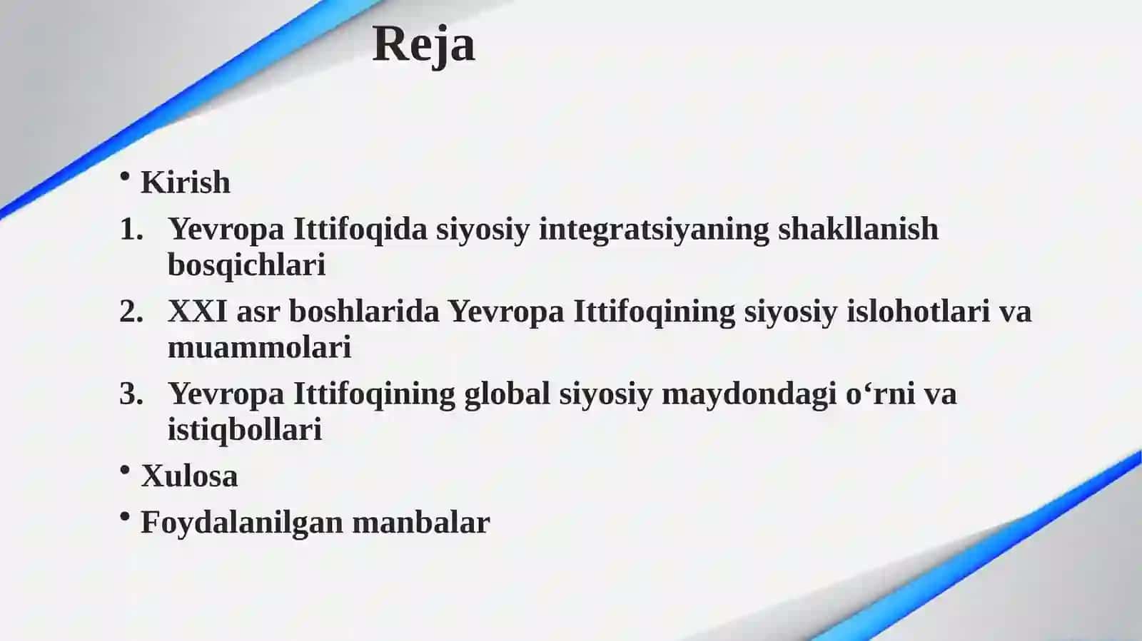 XXI asr boshlarida Yevropa Ittifoqining siyosiy integratsiya jarayonlari 2