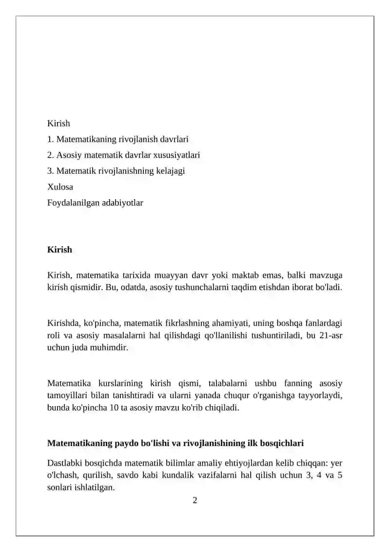 Matematikaning rivojlanish davrlari 2