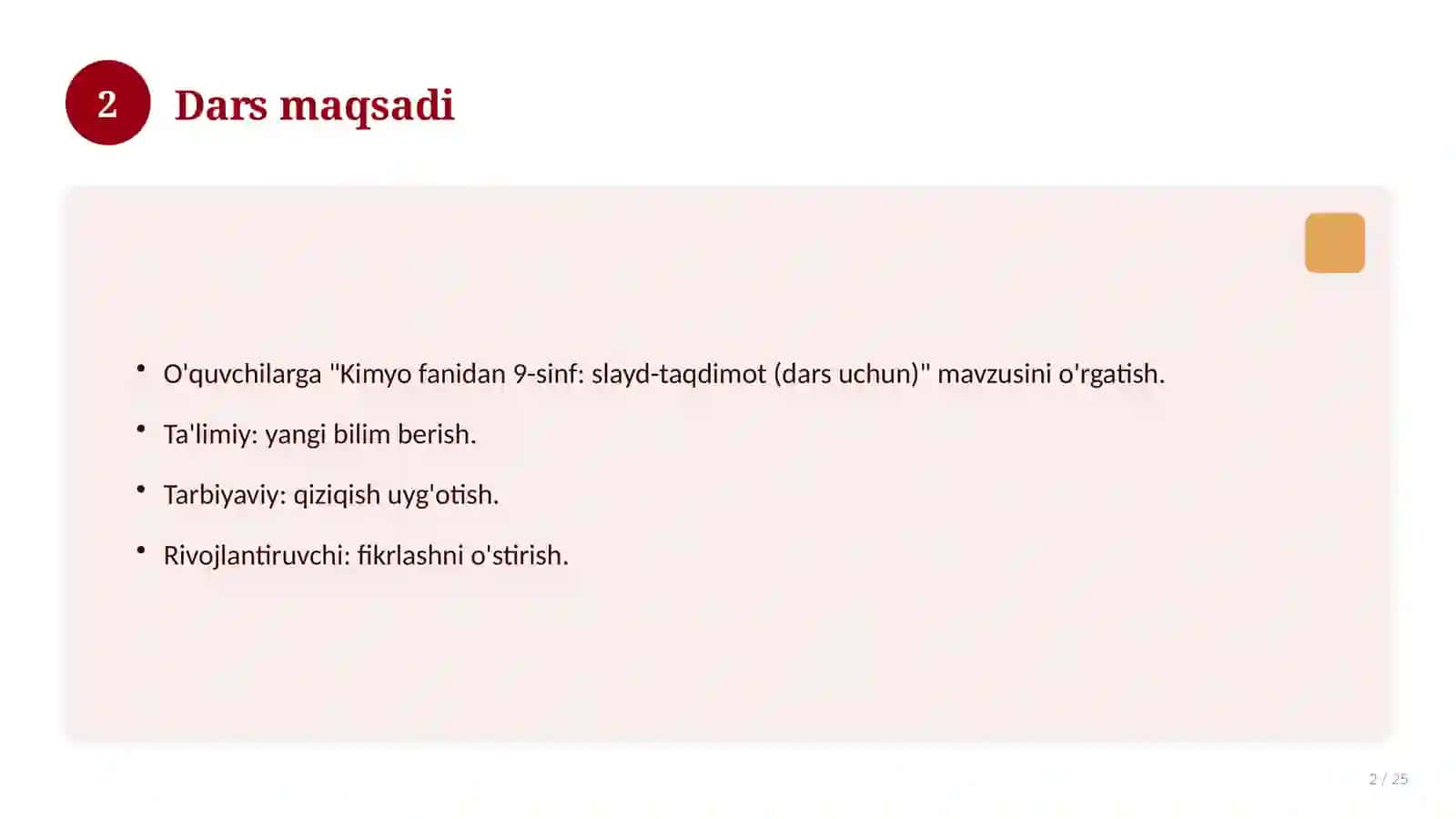 Kimyo fanidan 9-sinf: slayd-taqdimot (dars uchun) 2