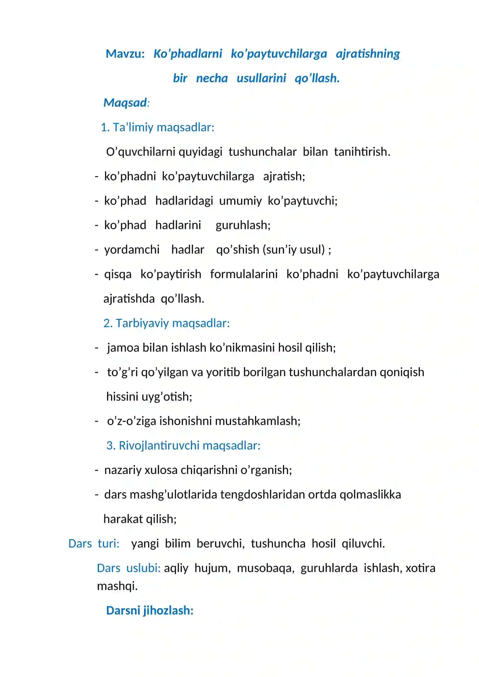 Ko’phadlarni ko’paytuvchilarga ajratishning bir necha usullarini qo’llash 2