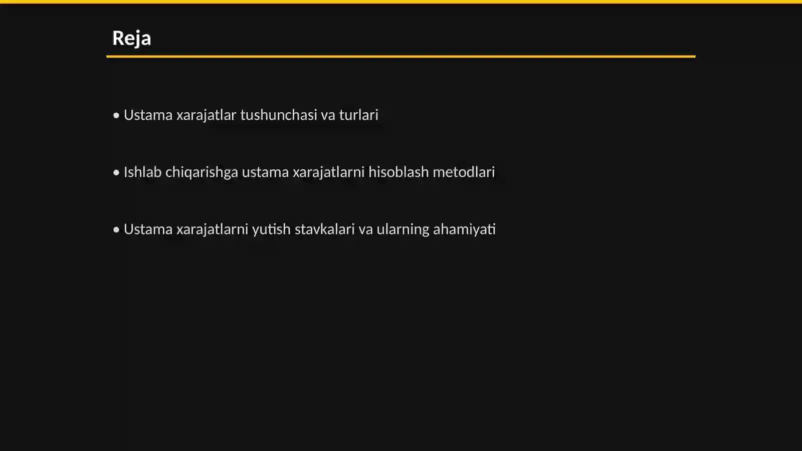 Ishlab chiqarishga ustama xarajatlarni yutish stavkalarini aniqlash 2