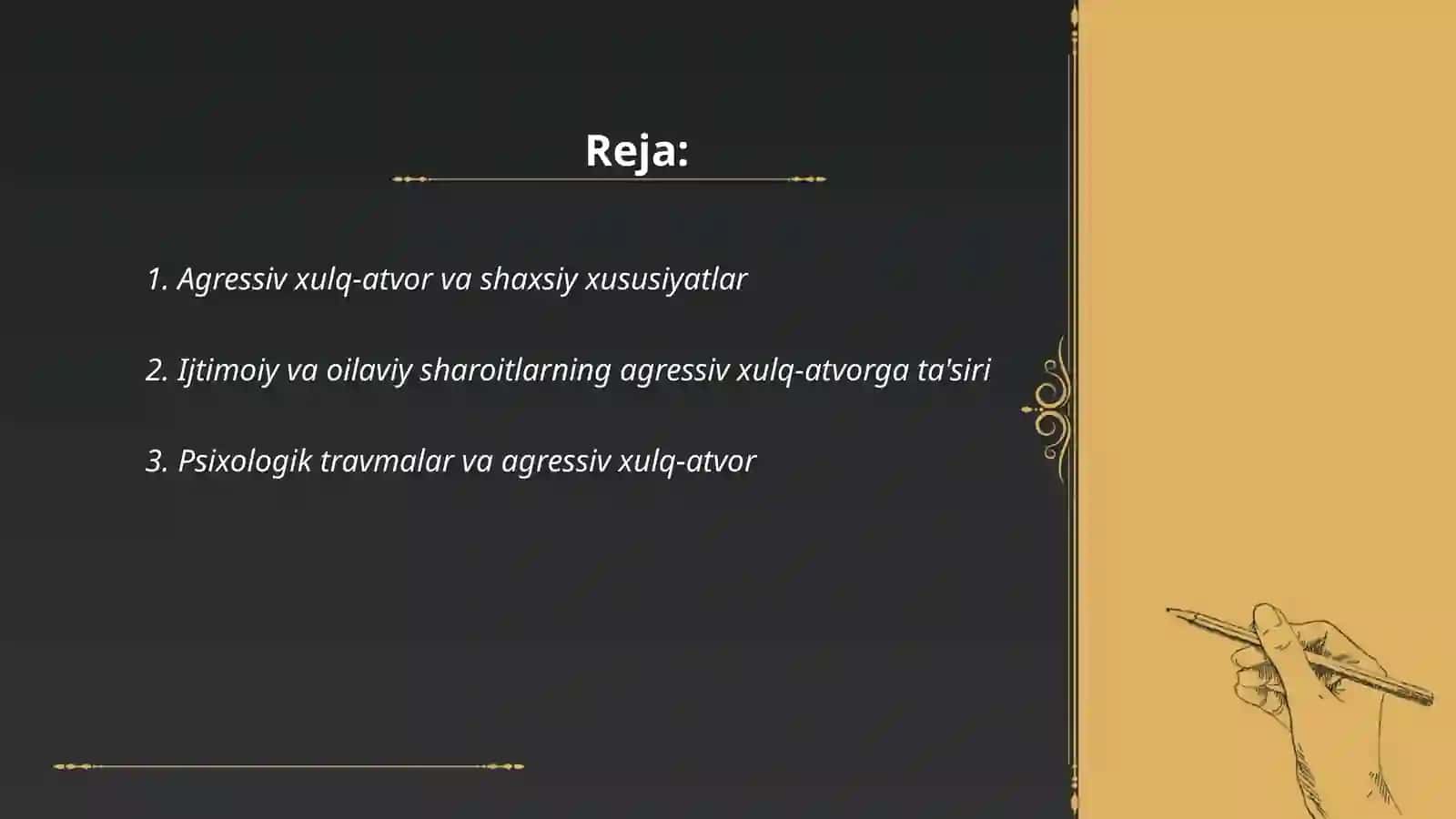 Shaxs agressiv xulq-atvorning shakillanish sharoitlari 2