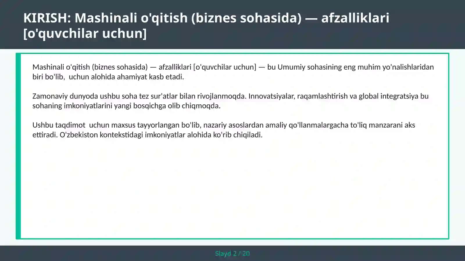 Mashinali o'qitish (biznes sohasida) — afzalliklari [o'quvchilar uchun] 2
