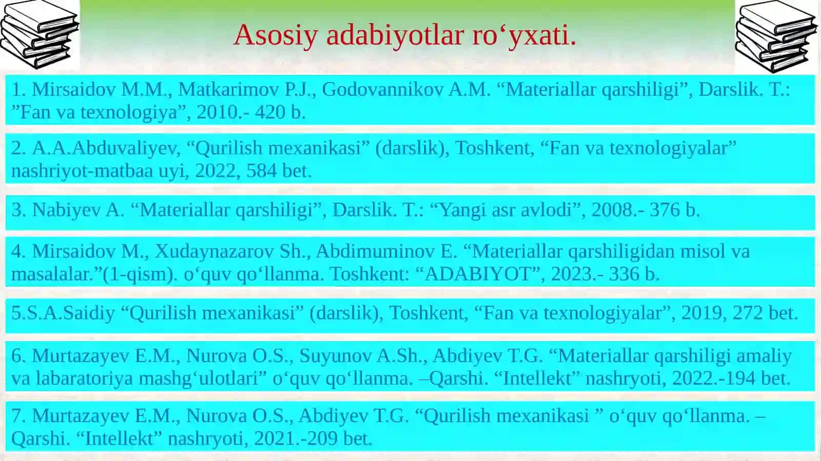 Fanning maqsad va vazifalari. Fanning rivojlanish tarixi va boshqa fanlar bilan uzviy bog‘liqligi. Inshoot elementlarining modellari 2