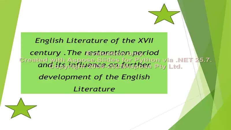 English Literature of the XVII Century: The Restoration Period 2