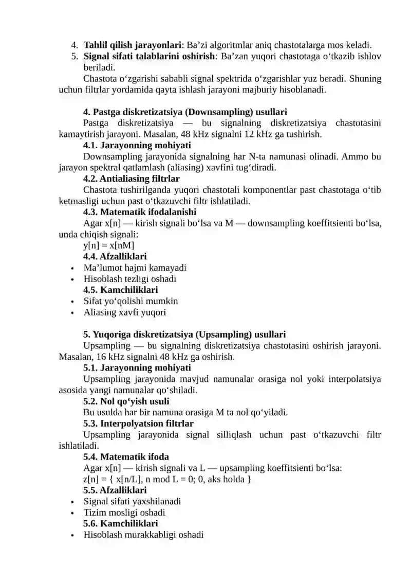 Diskretizatsiya chastotalarini o'zgartirish 2