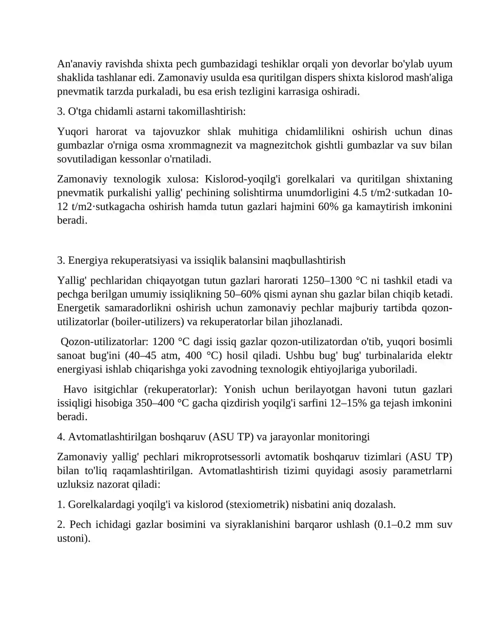 Yallig‘ pechda eritishning zamonaviy texnologiyasi 2