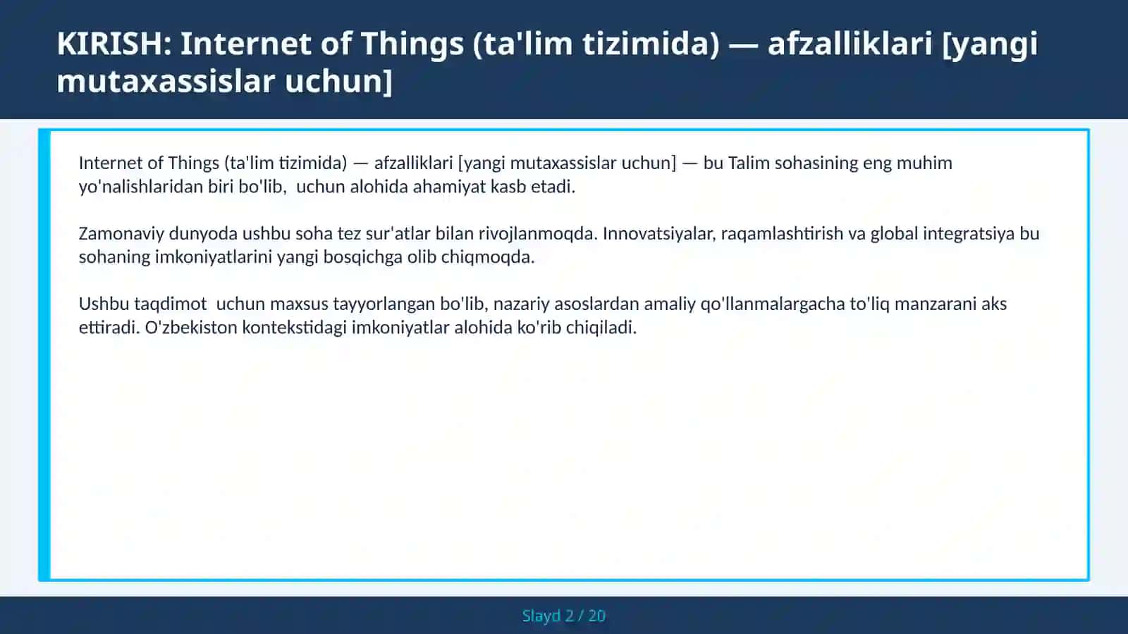 Internet of Things (Ta'lim Tizimida) - Afzalliklari [Yangi Mutaxassislar Uchun] 2