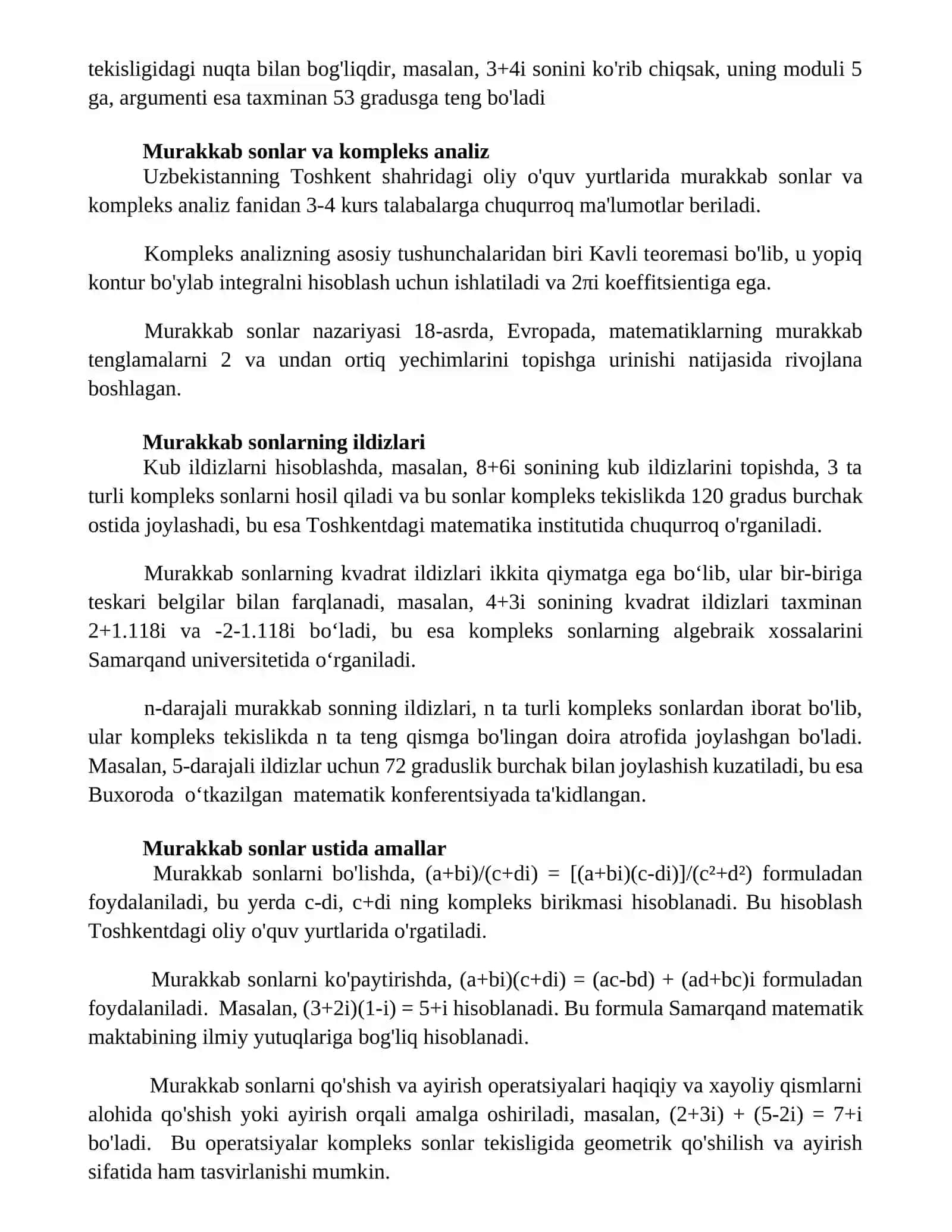 Kompleks sonlar 2