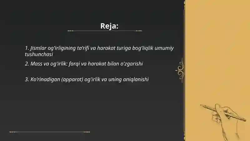 Jismlar og'irligining harakat turiga bog'liqligi 2