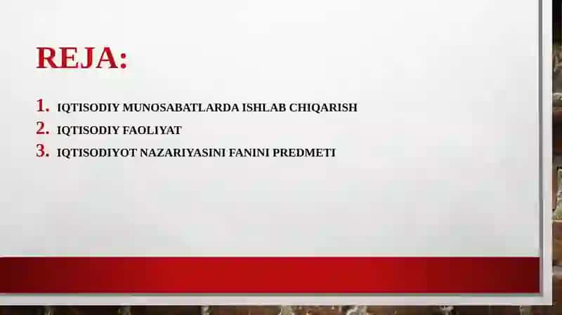 Iqtisodiy munosabatlarning amal qilinishi 2