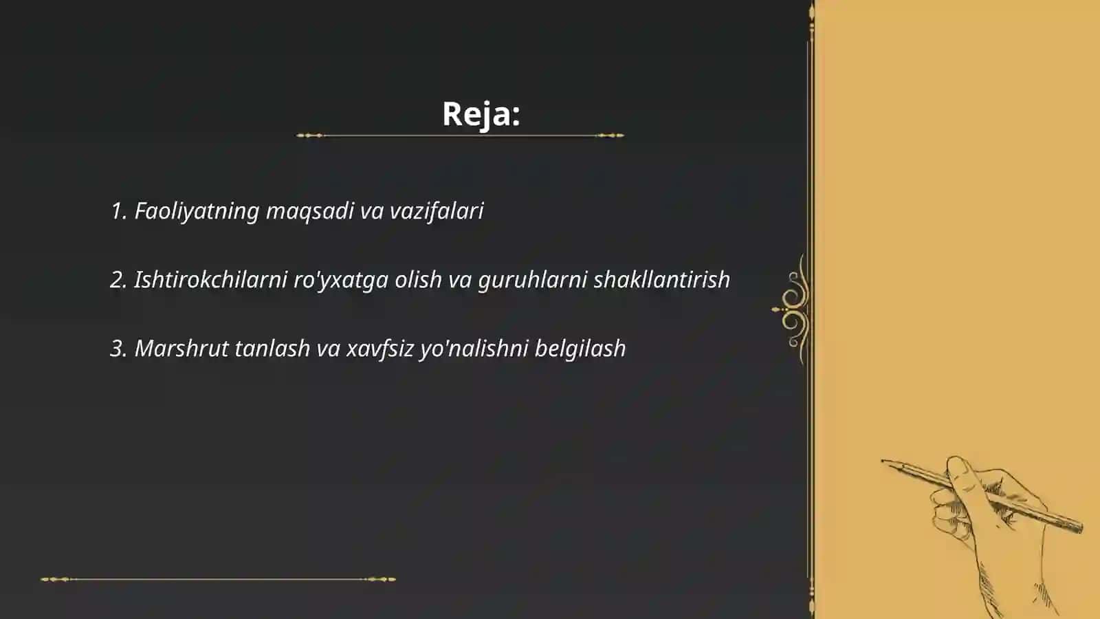 Kunning ikkinchi yarmida sayr faoliyatini o'tkazish 2