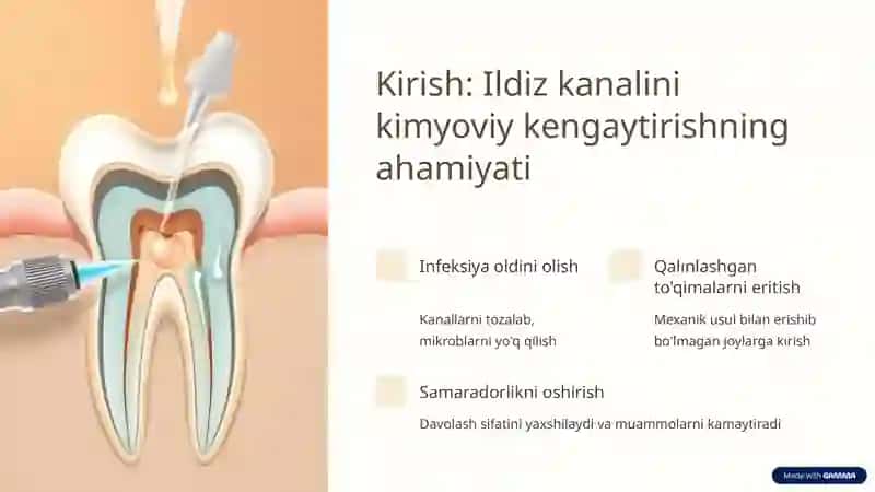 Ildiz kanallarini kimyoviy usulda kengaytirish. Preparatlar 2