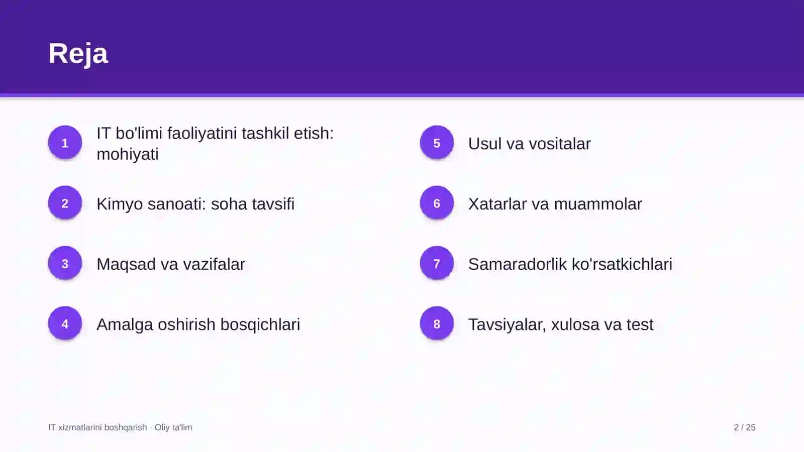 Kimyo sanoatida axborot texnologiyalari bo'limi faoliyatini tashkil etish 2