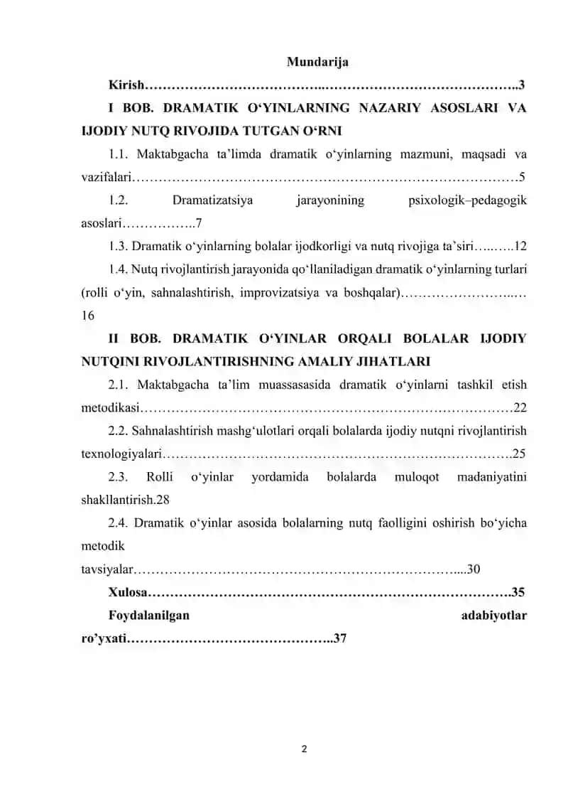 Bolarda ijodiy nutqni rivojlantirishda dramatik òyinlardan foydalanish 2