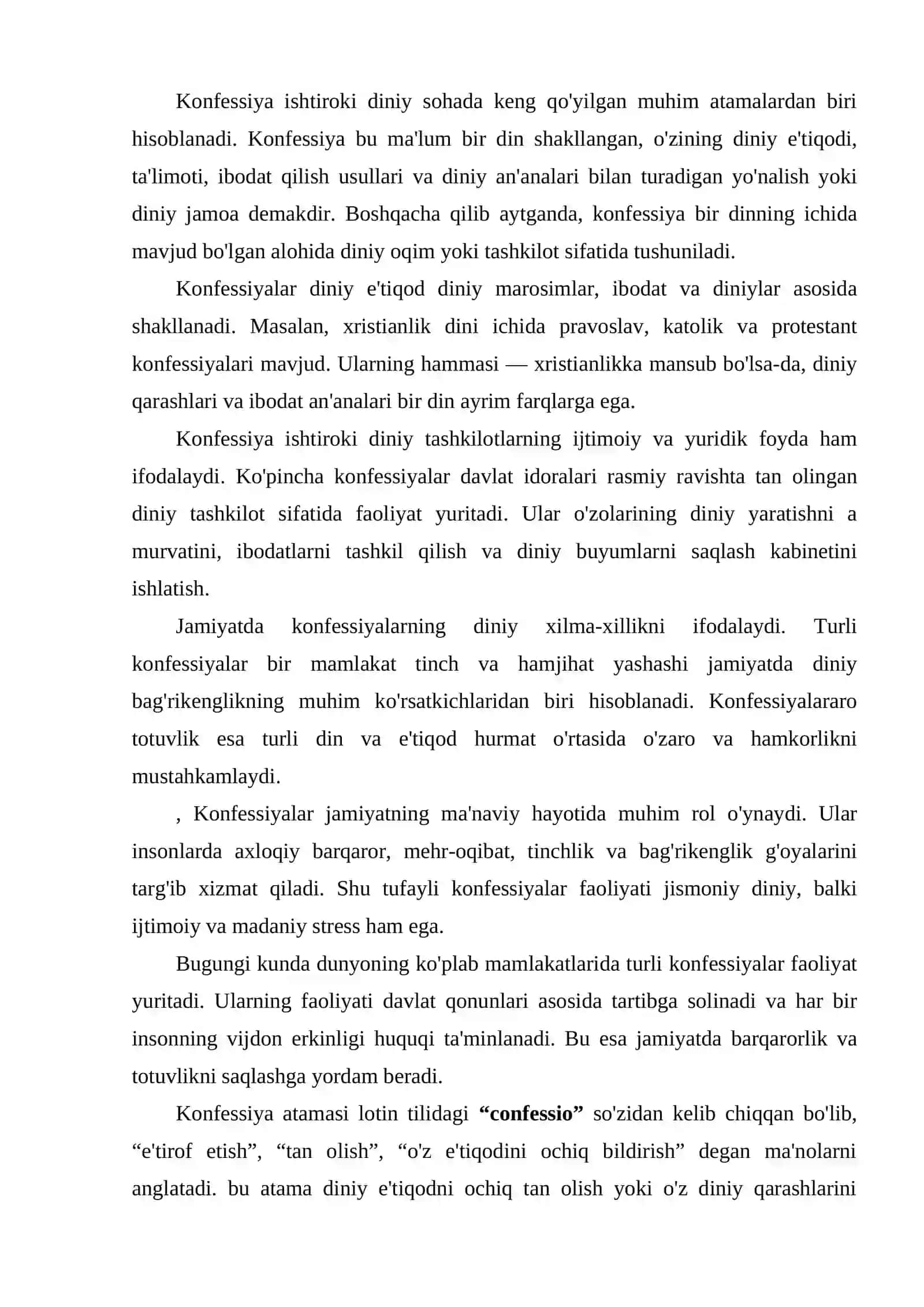 Konfessiya tashabbusining monitoringi va Oʻzbekistonda faoliyat yurituvchi konfessiyalar 2