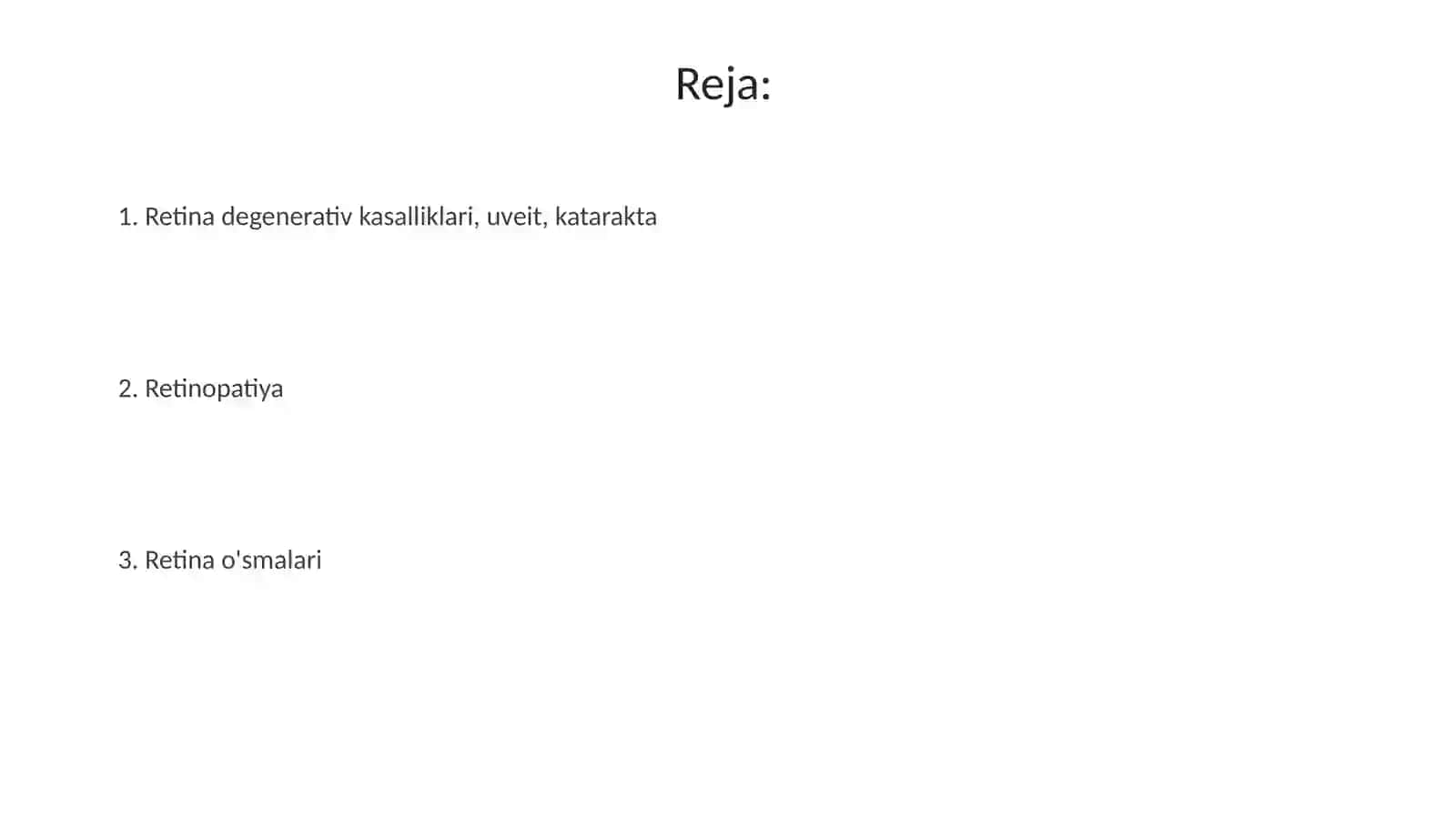 Koʻztoʻrpardasiningdegenerativkasalliklari.Uveit.Katarakta.Retinopatiya.Toʻrpardaoʻsmalari 2