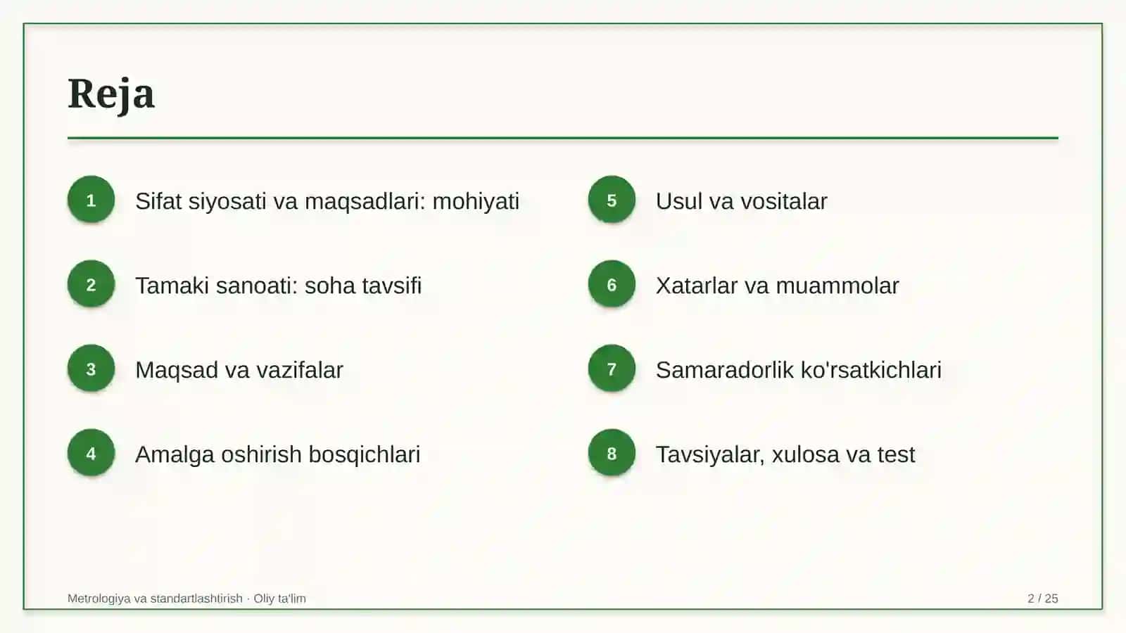 tamaki sanoatida sifat siyosati va maqsadlarini belgilash 8971 2