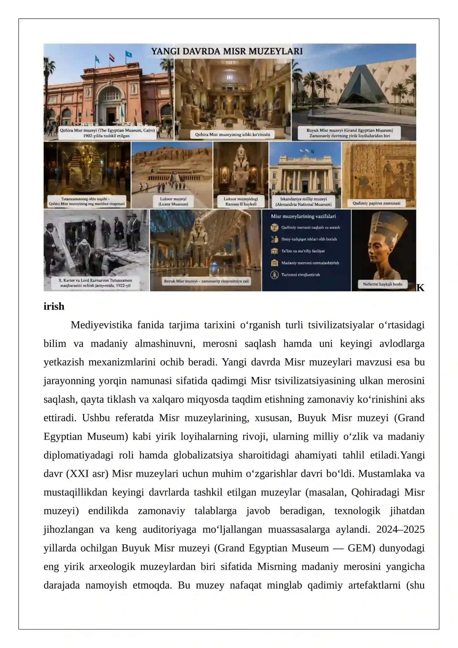 Yangi davrda Misr muzeylari 2