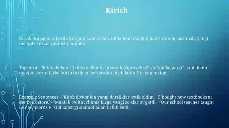 Ikkita SoʻZ Bir Biriga QoʻShilishidan Paydo BoʻLgan SoʻZlar 2