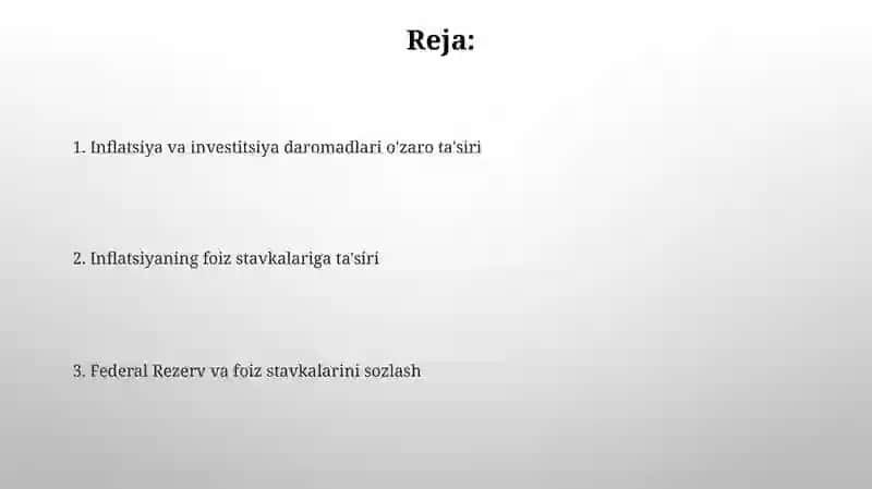 Infliyatsiya va foiz stavkalar o‘rtasida bog‘liqlik 2