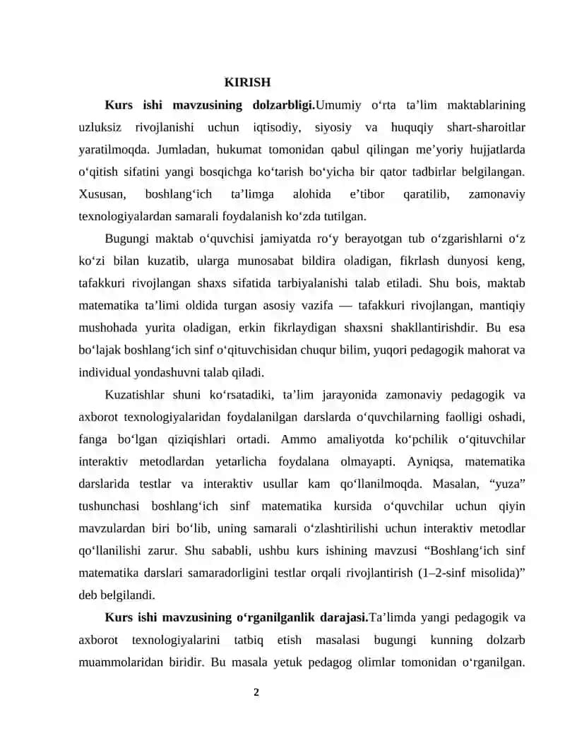 BOB. BOSHLANG‘ICH SINF MATEMATIKA DARSLARIDA BILIMLARNI BAHOLASHNING NAZARIY ASOSLARI 2