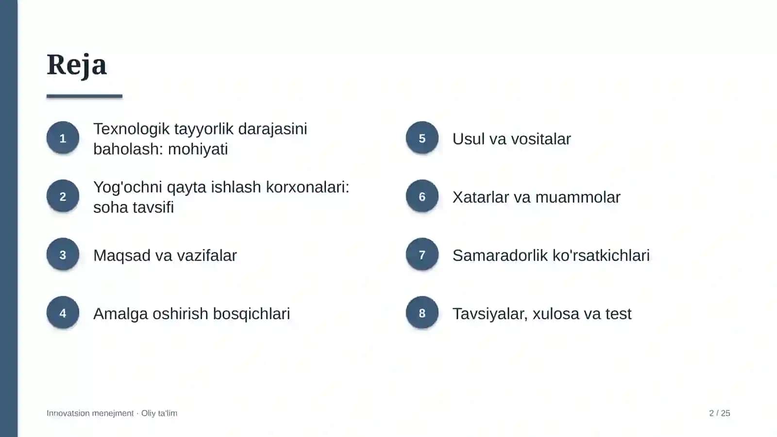 Yog'ochni qayta ishlash korxonalarida texnologik tayyorlik darajasini baholash 2