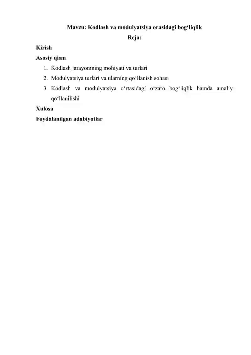 Kodlash va modulyatsiya orasidagi bog‘liqlik 2