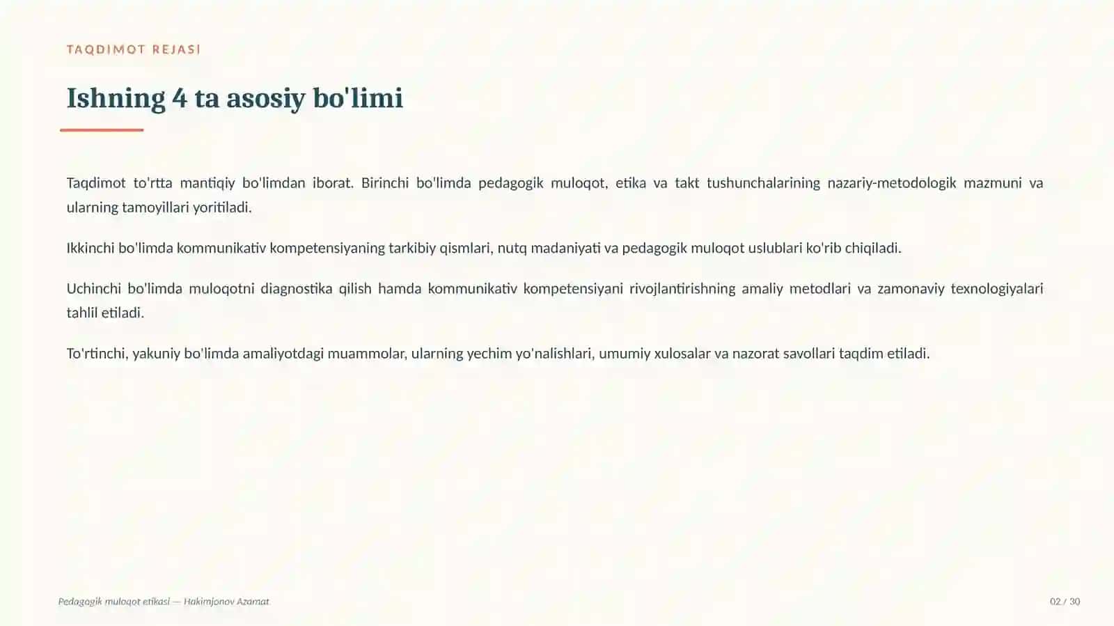 PEDAGOGIK TAKT VA ETIKA FANIDAN TAQDIMOT 2