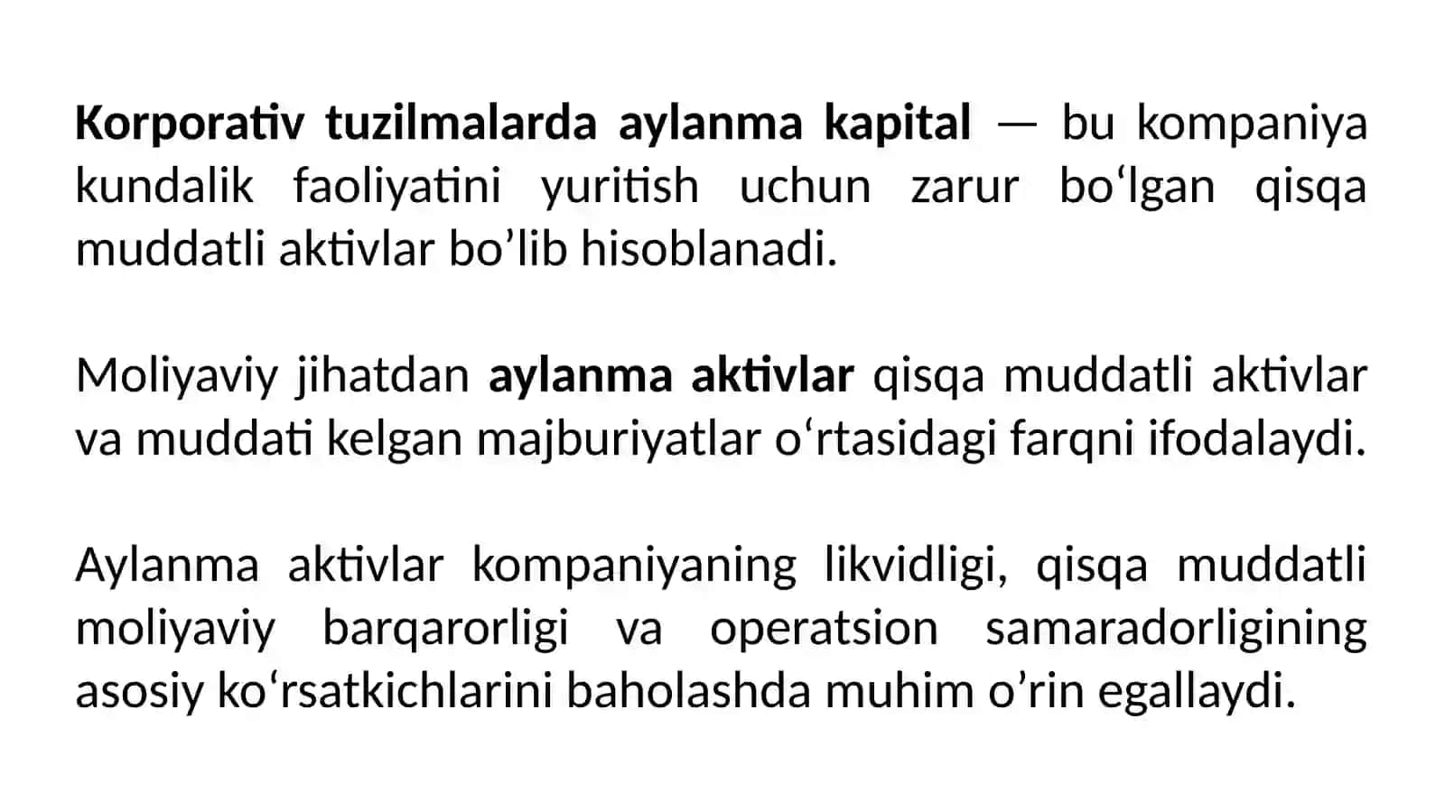 Korporativ tuzilmalarda aylanma aktivlar 2