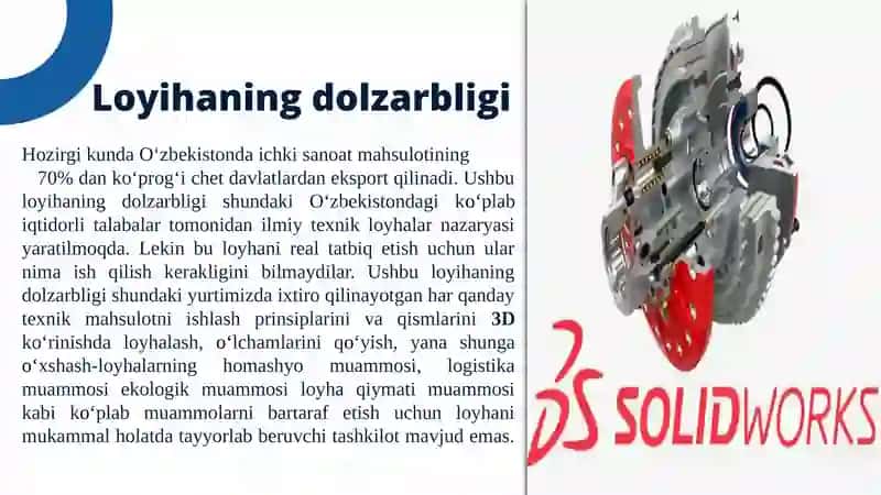 SANOATDA  3D JIHOZLARI VA QURILMALARINI LOYIHALASH. 2