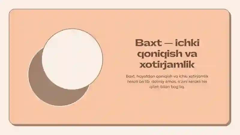 Baxt - o'zi nimadur. 2