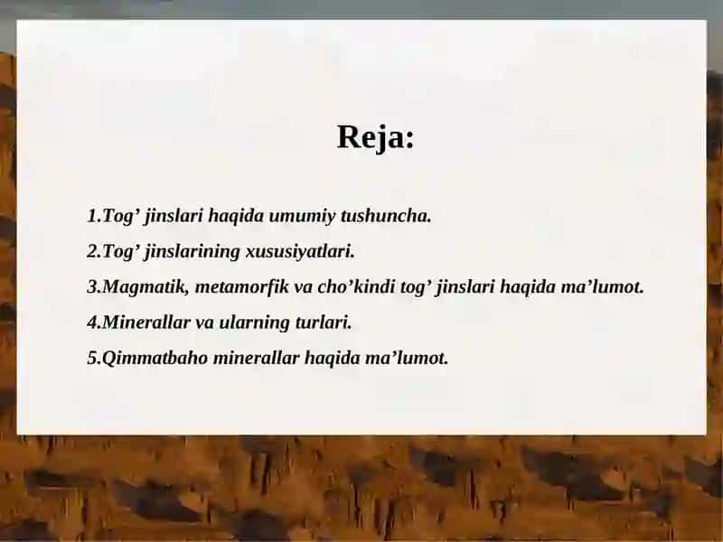 Tog’ jinsining  issiqlik xossalari 2